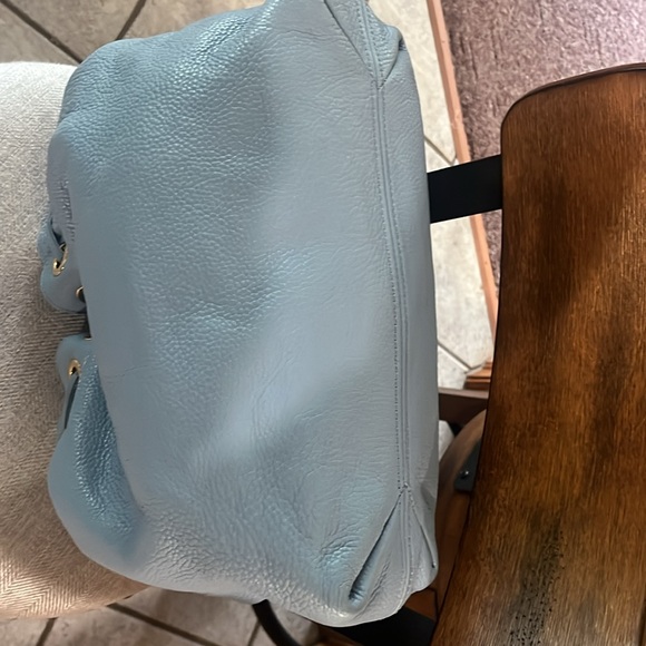 Elegant Blue Leather Tote Bag.  Soft Leather. - Picture 3 of 4